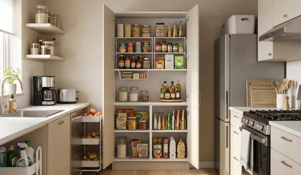 organize a small kitchen without a pantry