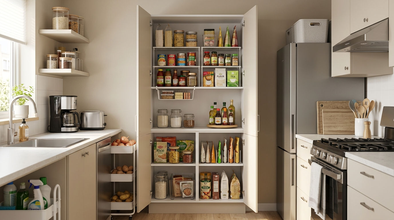 organize a small kitchen without a pantry
